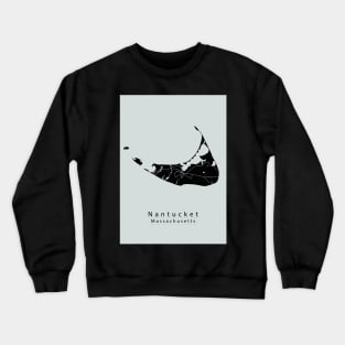 Nantucket Massachusetts Island Map dark Crewneck Sweatshirt